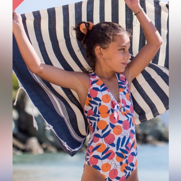 Tea Collection Flamingo Print Rash Guard Front Tie One Piece Size 10